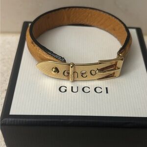 Gucci Authentic Ostrich Leather Bangle & Box